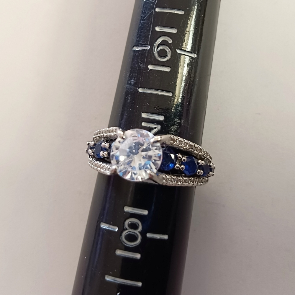 Sterling CZ Blue Stone Ring